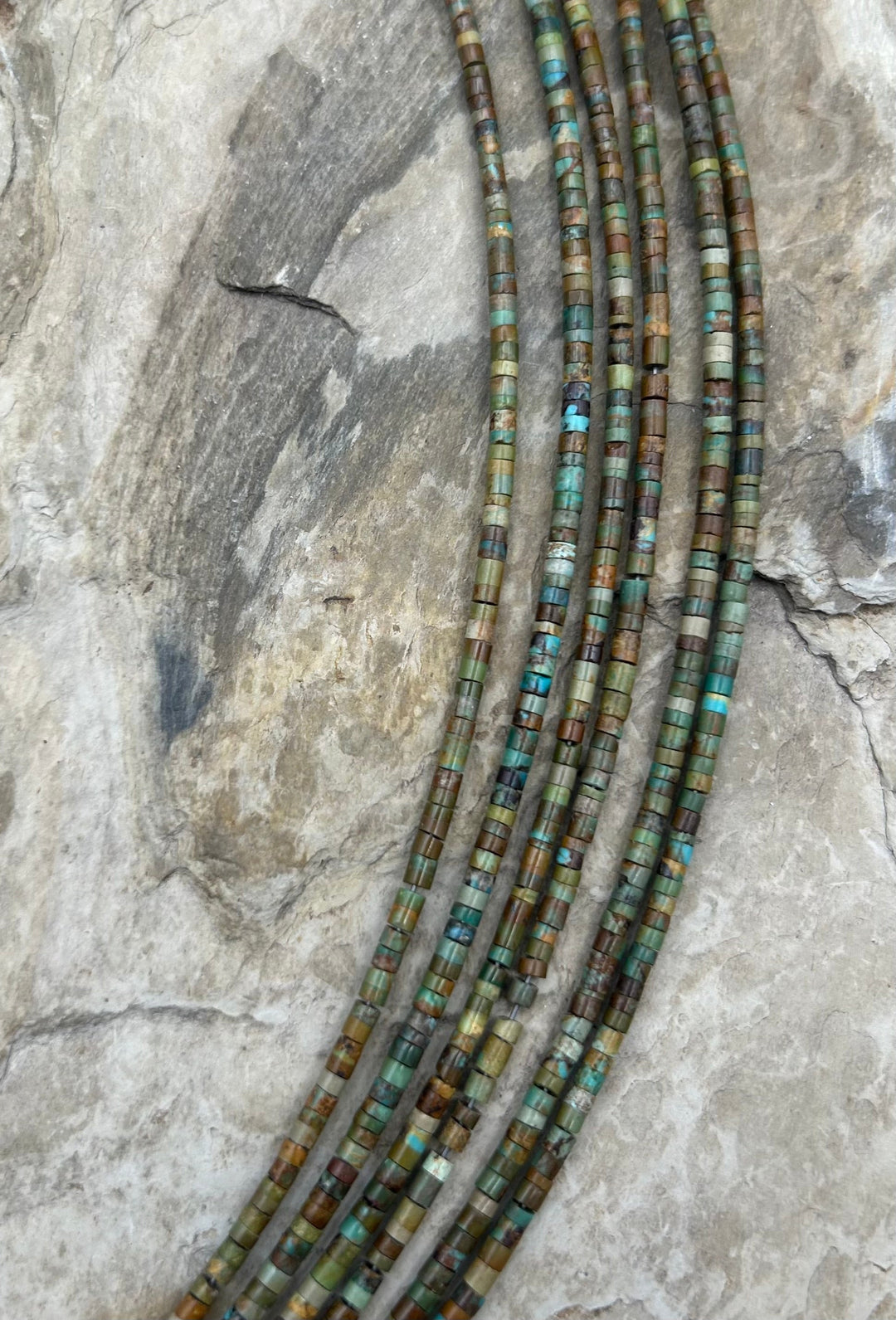 Brown/Green Elisa Turquoise (Mexico) Heishi Beads 3mm 8