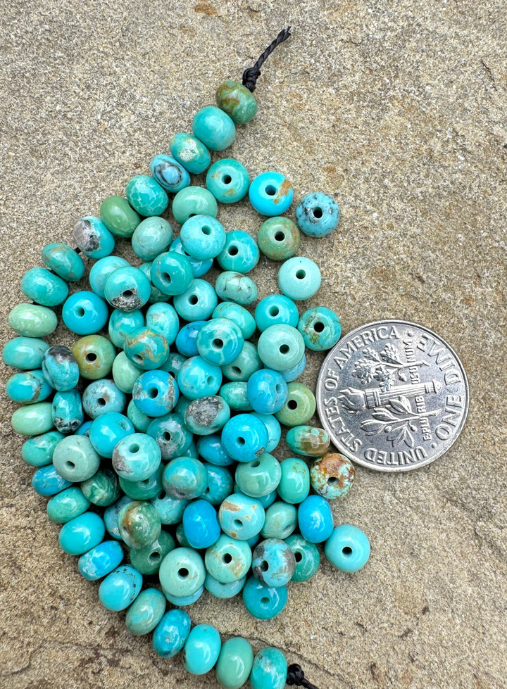Campitos (Mex) Turquoise 5mm Rondelle Beads (Package of 12