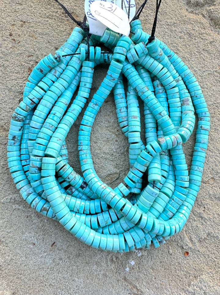 Campitos (Mex) Turquoise 6mm Heishi Beads (9 inch Strand)