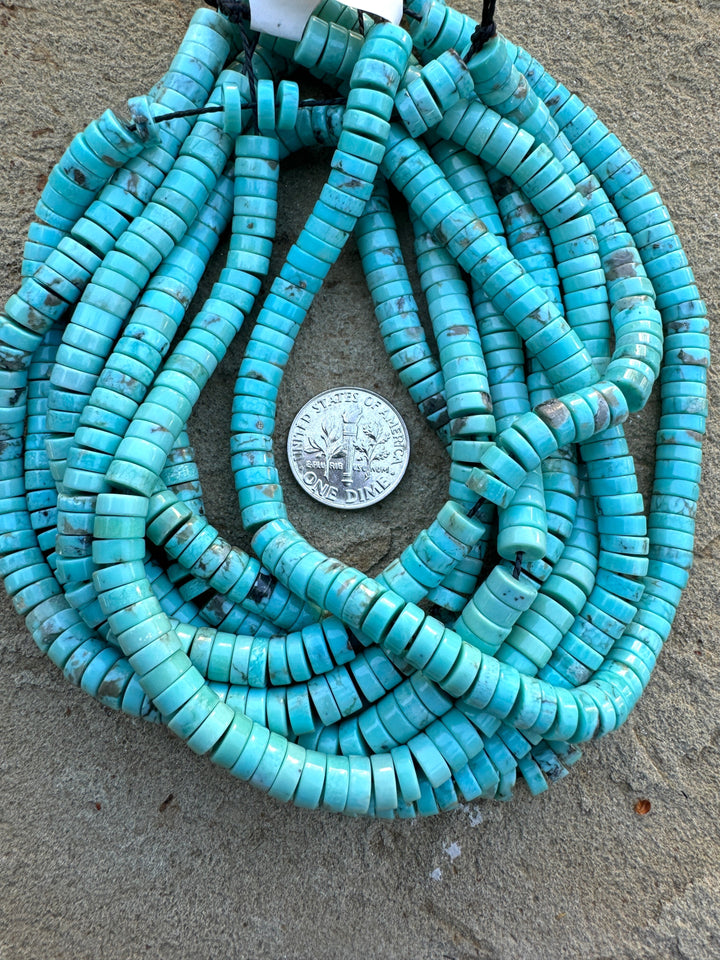 Campitos (Mex) Turquoise 6mm Heishi Beads (9 inch Strand)