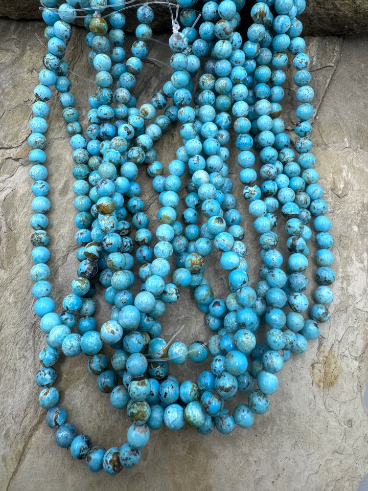Campitos (Mex) Turquoise 6mm Round Beads 16 Inch Strand