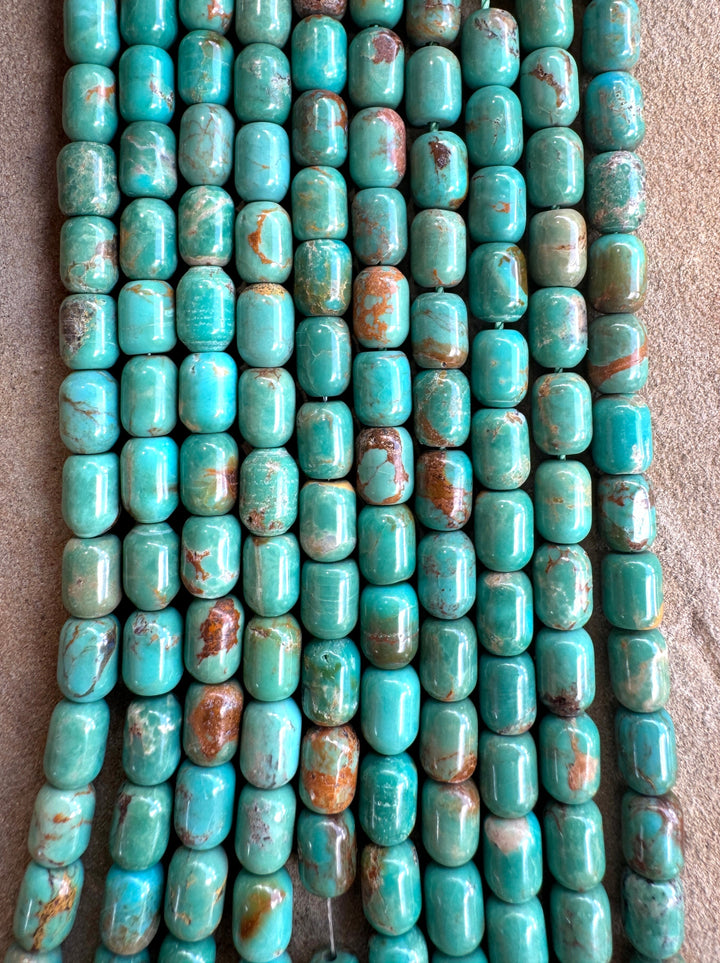 Campitos (Mex) Turquoise 6x8mm Barrel Shaped Beads (8 inch