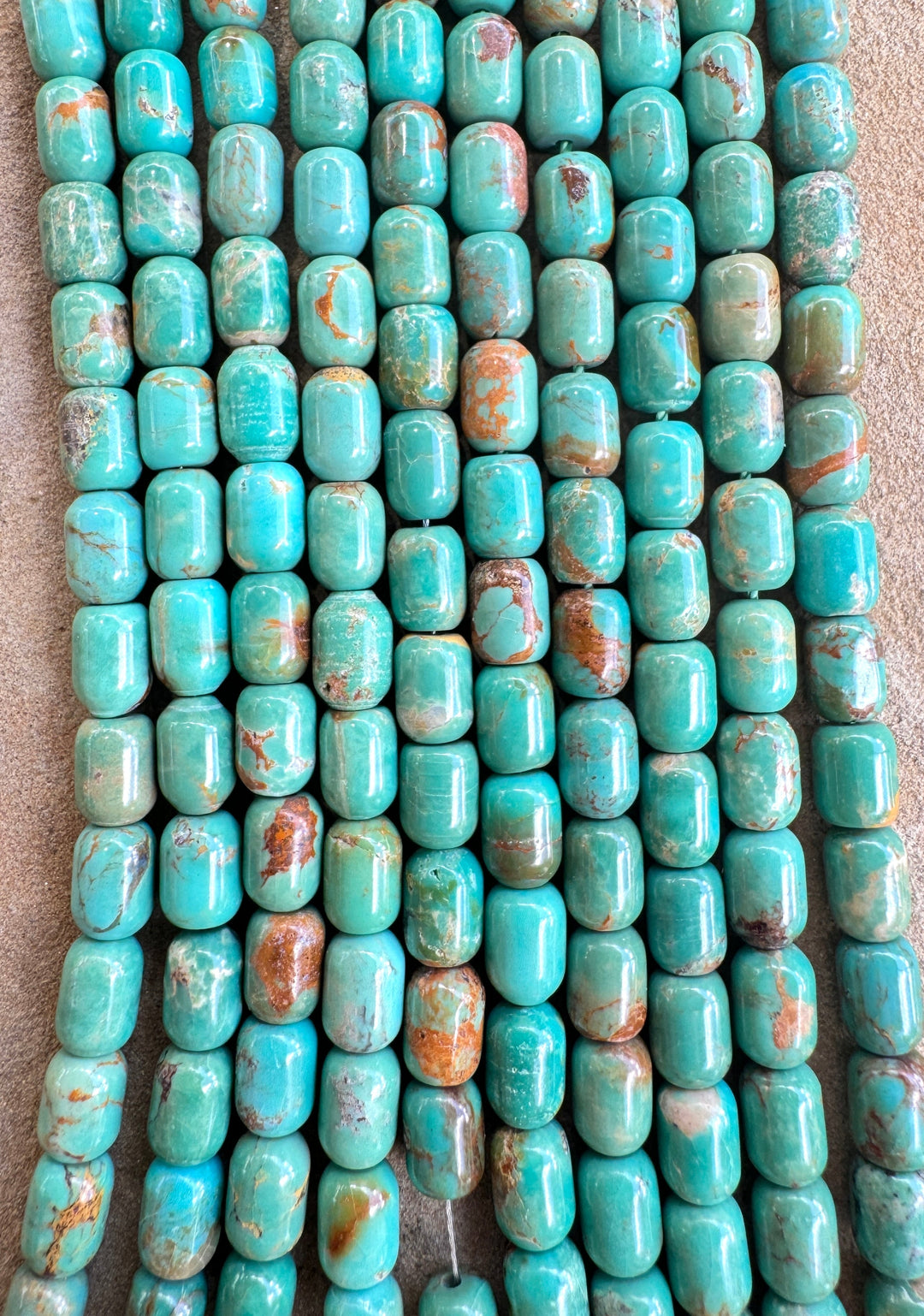 Campitos (Mex) Turquoise 6x8mm Barrel Shaped Beads (8 inch