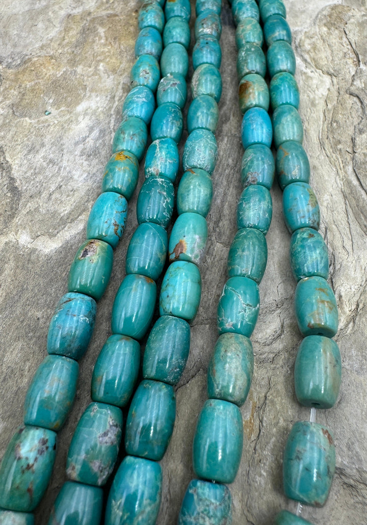 Campitos (Mex) Turquoise 7x10mm Barrel Beads (8 inch