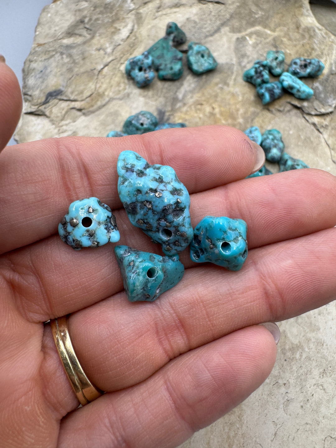 Campitos (Mex) Turquoise Large Hole Beads 10x12 12x25mm
