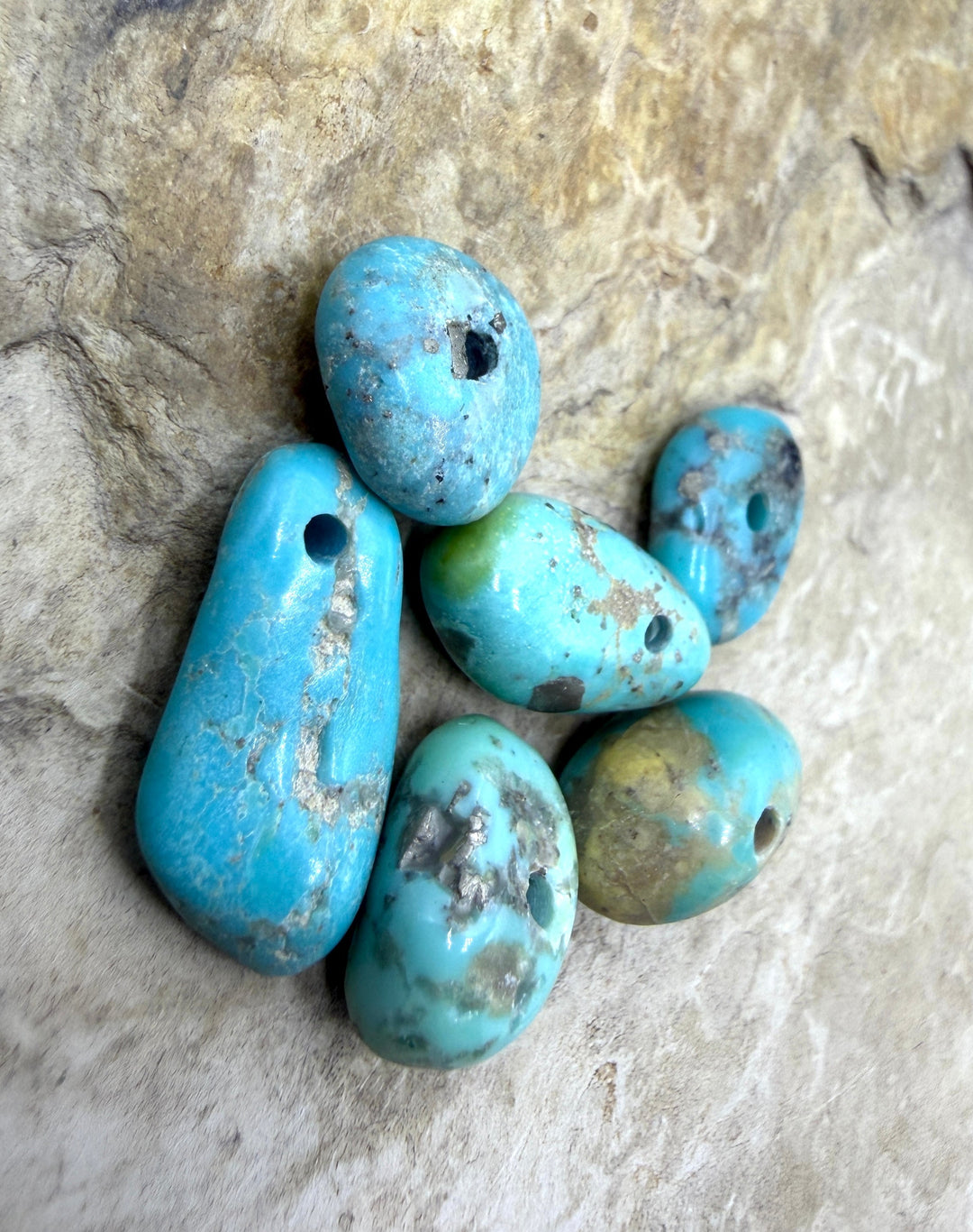 Campitos (Mex) Turquoise Large Hole Beads LOT of 6 Beads