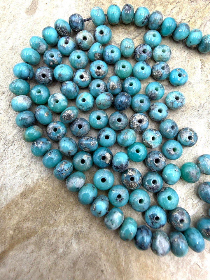 Campitos (Mex) Turquoise with Pyrite 5mm Rondelle Beads