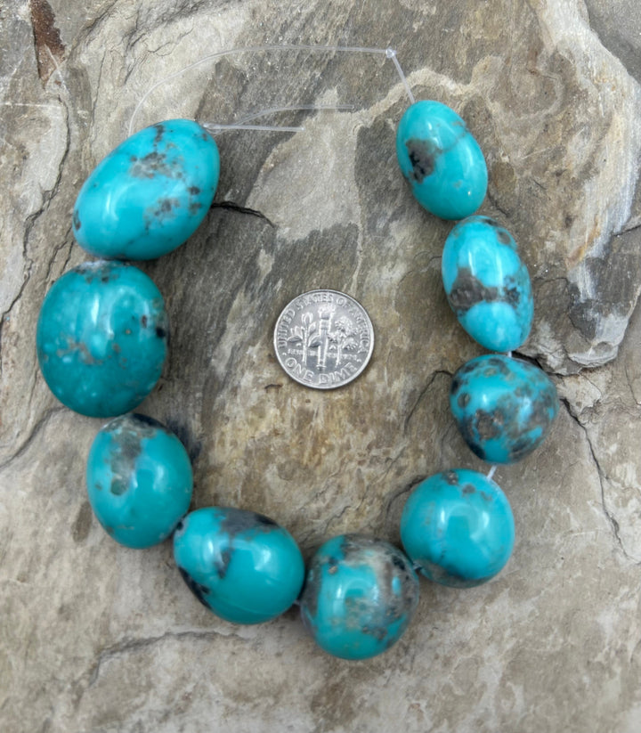 Campitos Turquoise (Mexico) with Pyrite Smooth Oval Nugget