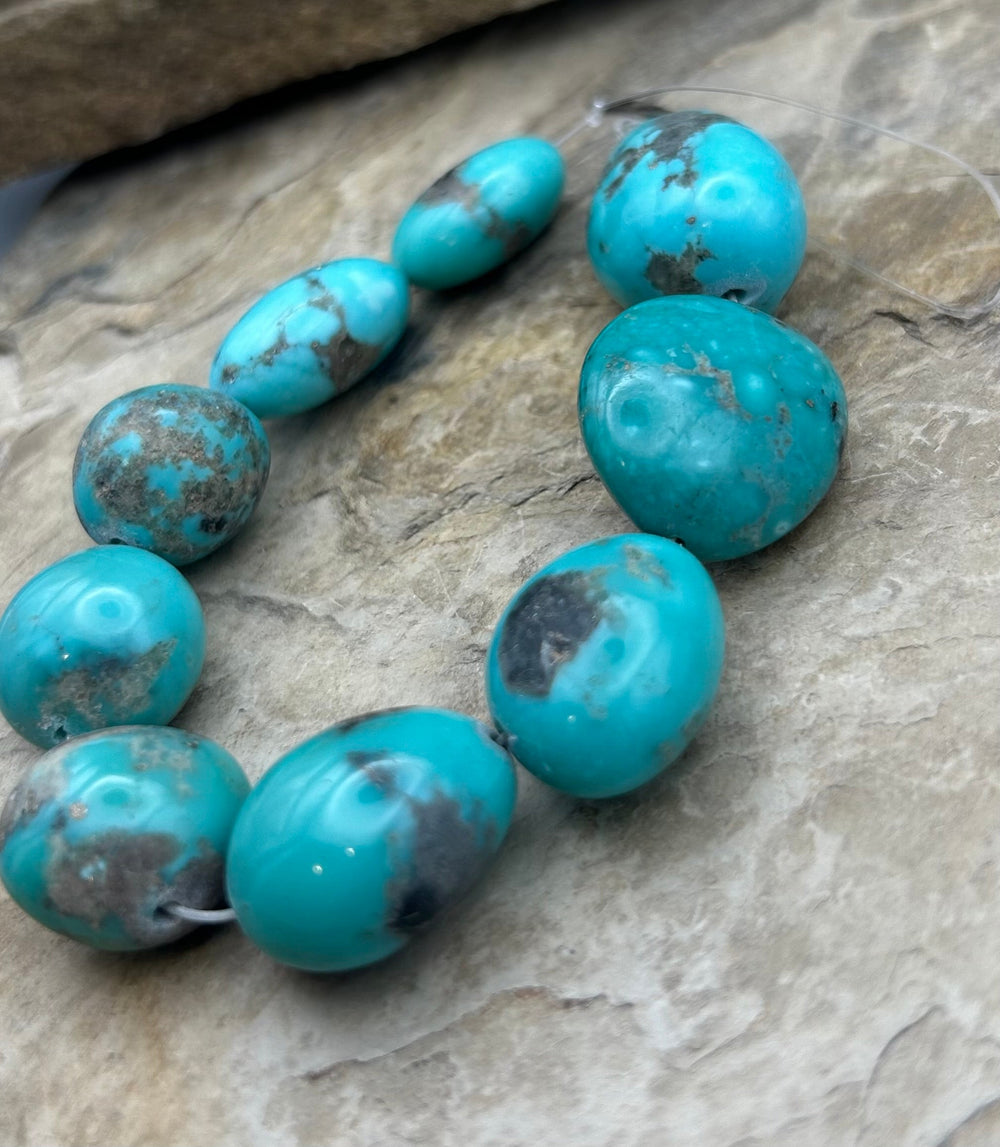 Campitos Turquoise (Mexico) with Pyrite Smooth Oval Nugget
