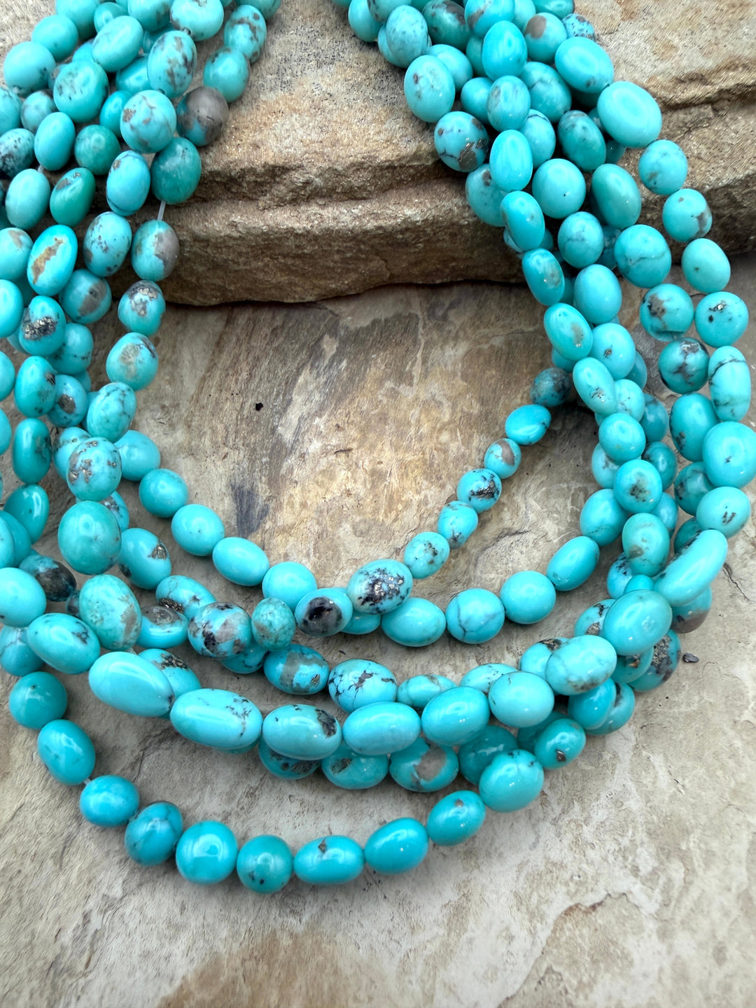 Campitos Turquoise (Mexico) with Pyrite Smooth Oval Nugget