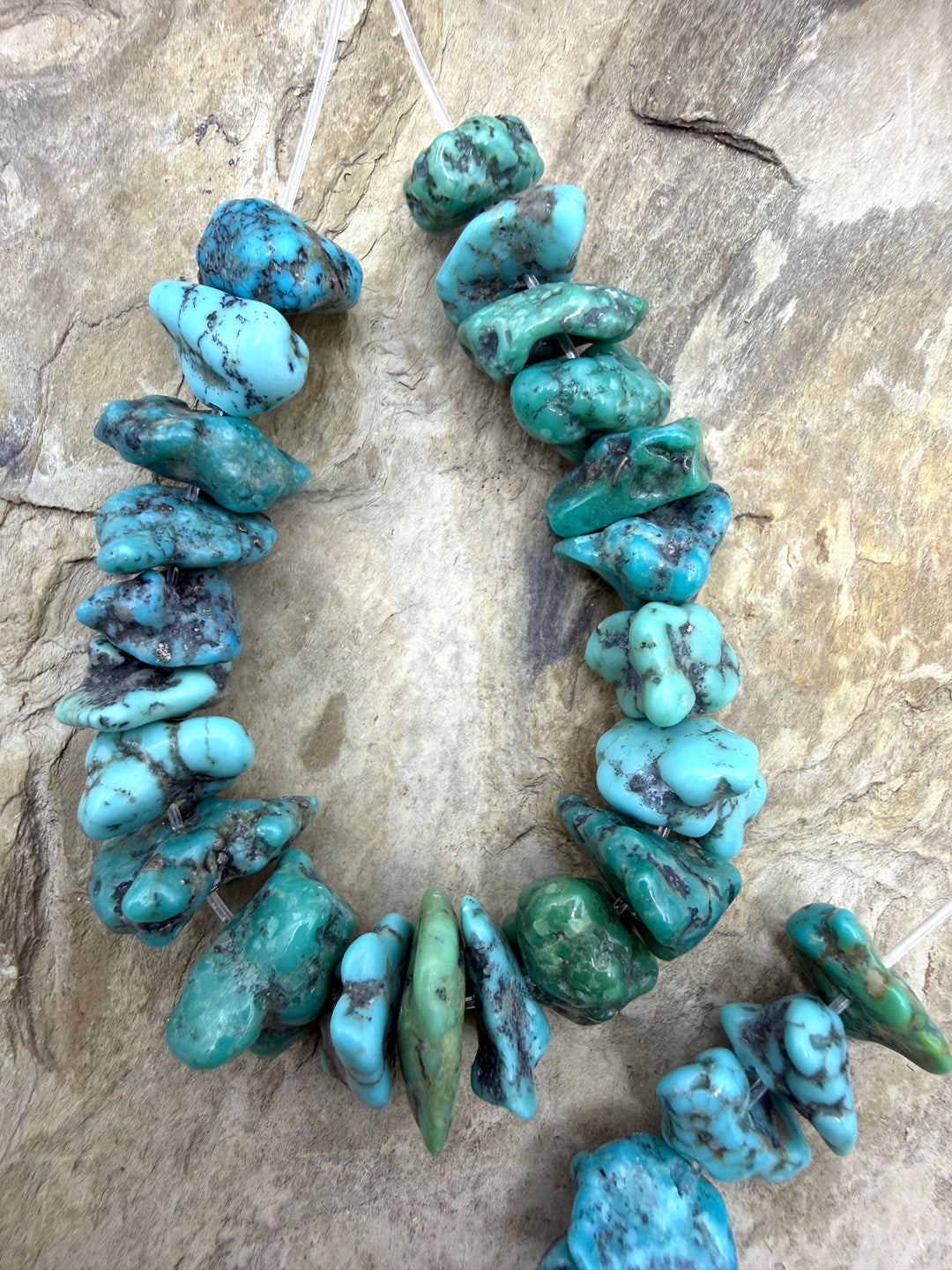Campitos Turquoise with Pyrite (Mexico) Focal Nugget Strand