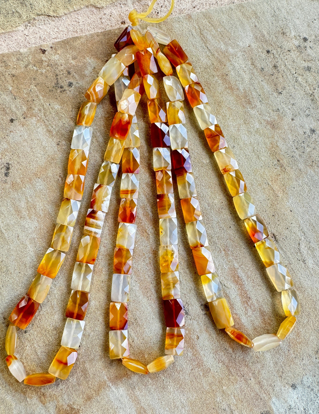 Carnelian Faceted 10x35mm Rectangle Bead Strand 16 inch