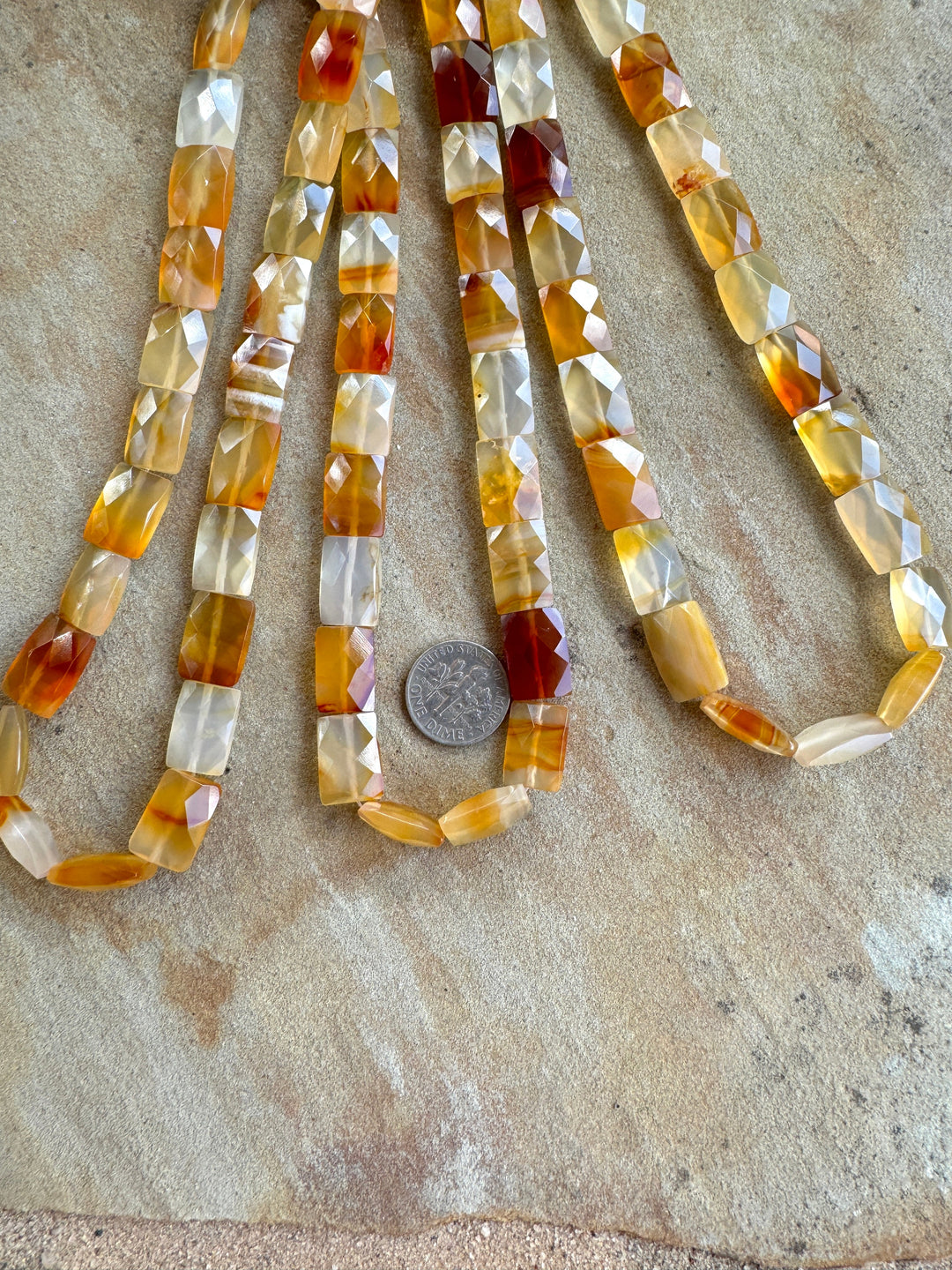 Carnelian Faceted 10x35mm Rectangle Bead Strand 16 inch