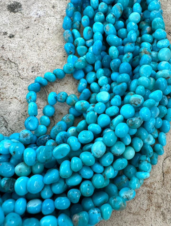 Castle Dome Turquoise (AZ) 4-6mm Rounded Nugget Beads 16