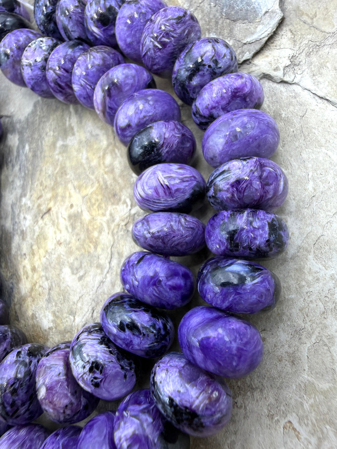Charoite (Russia) 12mm Rondelle Beads 7.75 Inch Strand/27