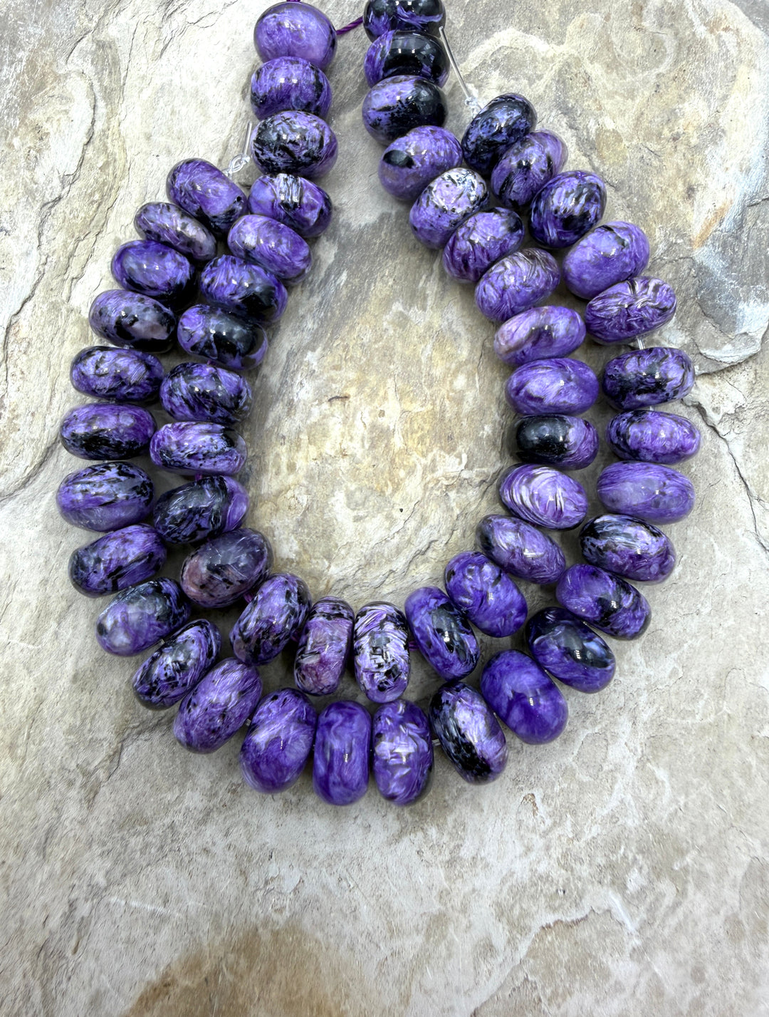 Charoite (Russia) 12mm Rondelle Beads 7.75 Inch Strand/27