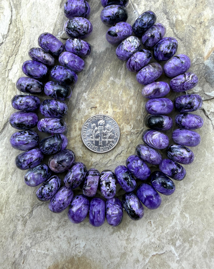 Charoite (Russia) 12mm Rondelle Beads 7.75 Inch Strand/27