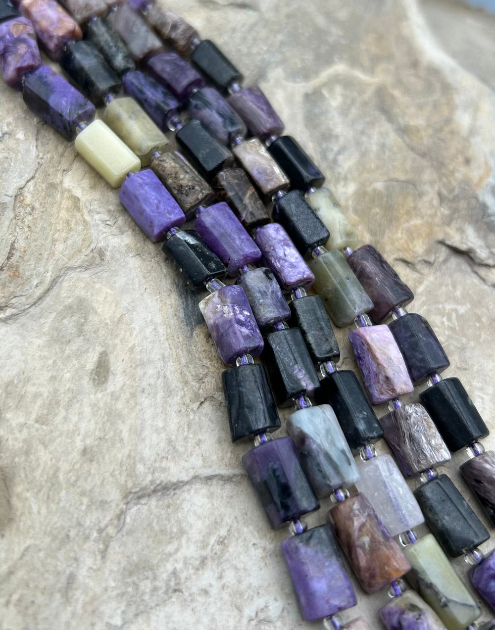 Charoite (Russia) Rectangular Tube Beads 6x12mm 16 Inch