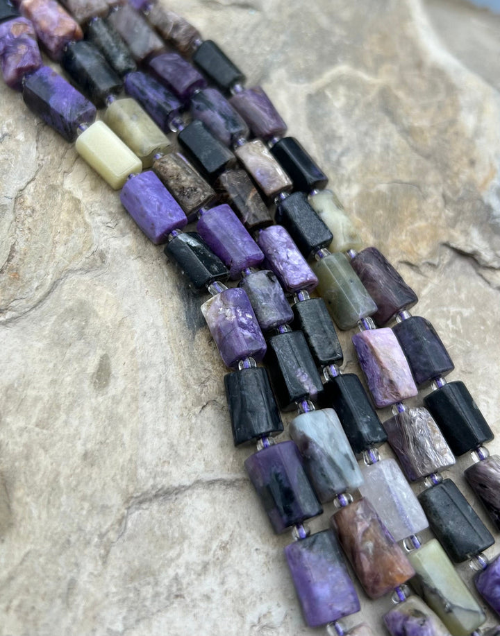 Charoite (Russia) Rectangular Tube Beads 6x12mm 16 Inch