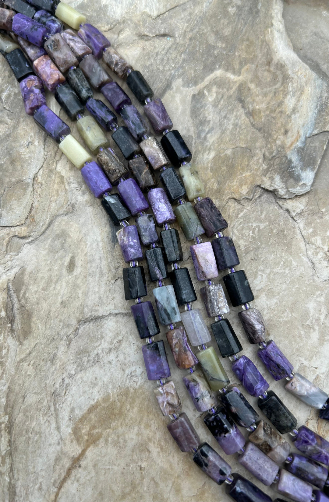 Charoite (Russia) Rectangular Tube Beads 6x12mm 16 Inch