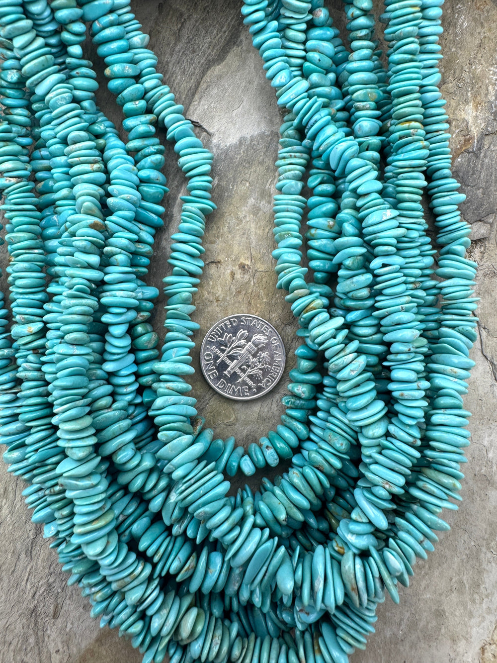 Chilean Turquoise (Chile) Graduated Chip Beads 4-6mm 18