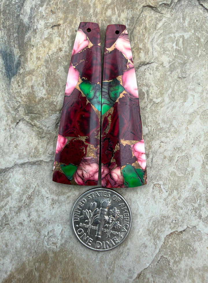 Christmas Dahlia Kingman Composite Block Matching Earring