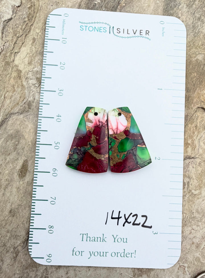 Christmas Dahlia Kingman Composite Block Matching Earring