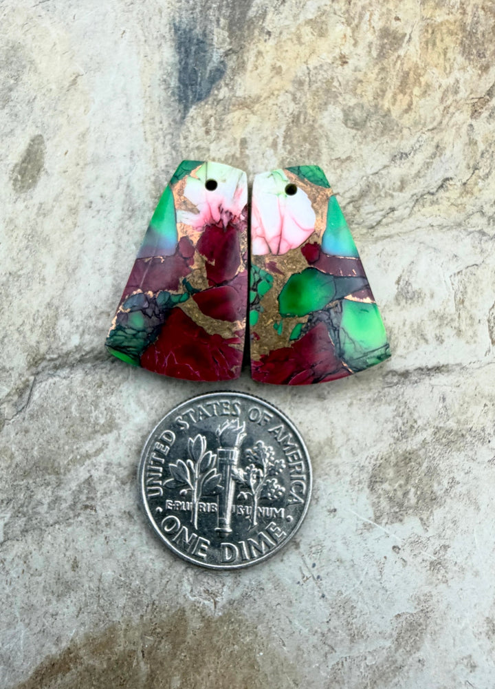 Christmas Dahlia Kingman Composite Block Matching Earring