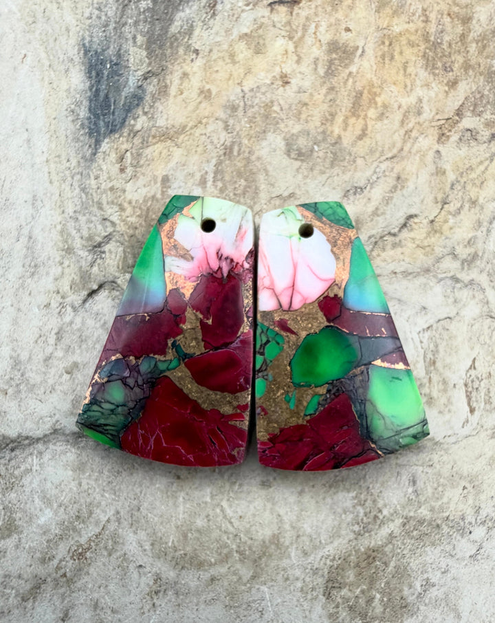 Christmas Dahlia Kingman Composite Block Matching Earring