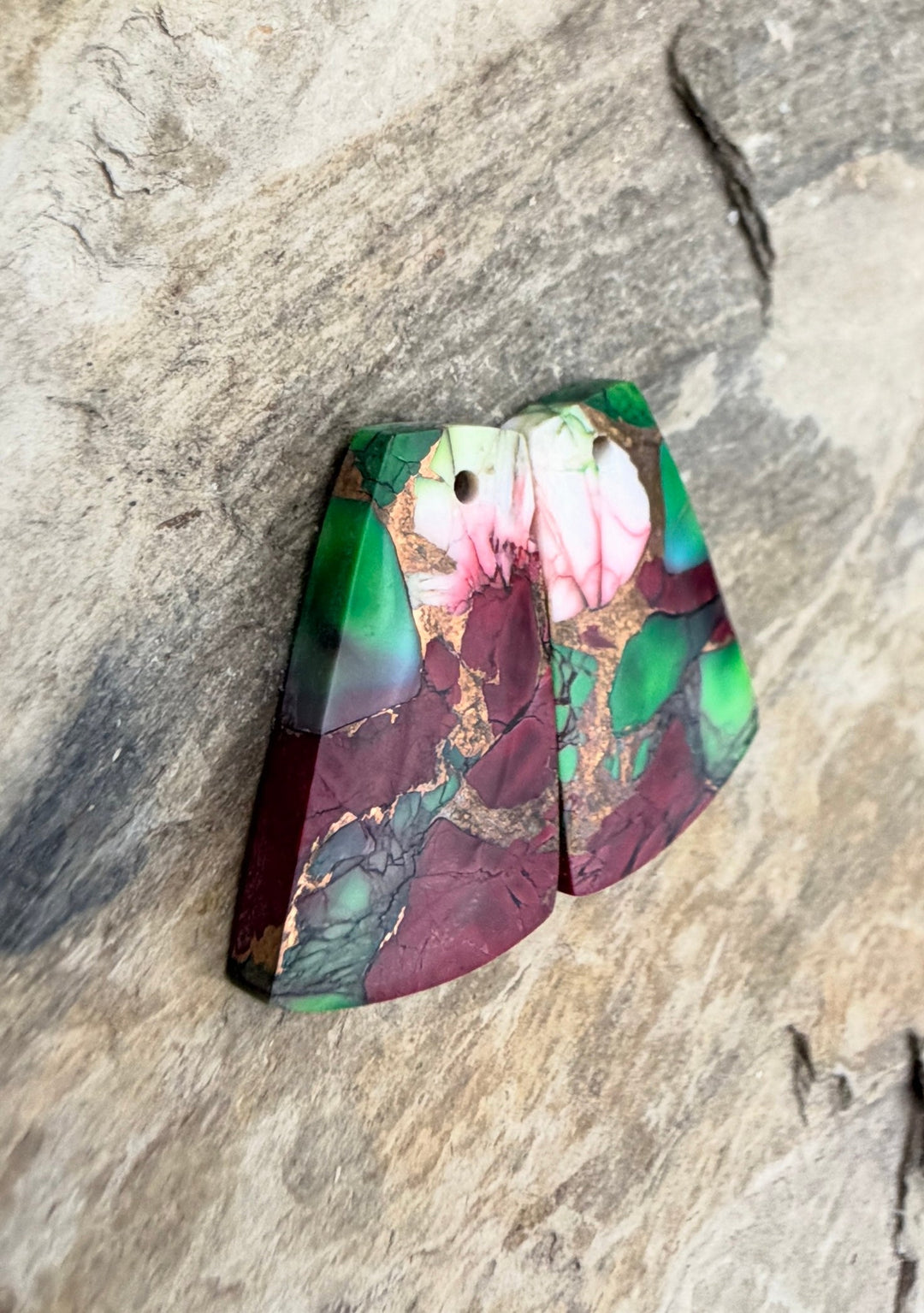 Christmas Dahlia Kingman Composite Block Matching Earring