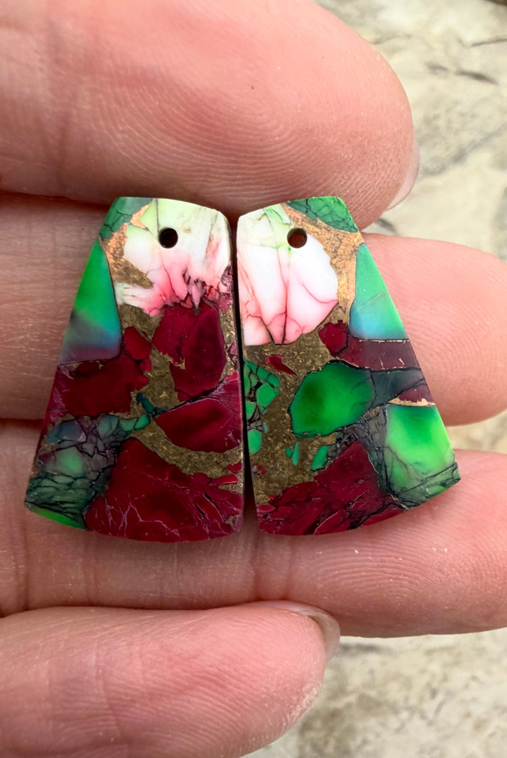 Christmas Dahlia Kingman Composite Block Matching Earring