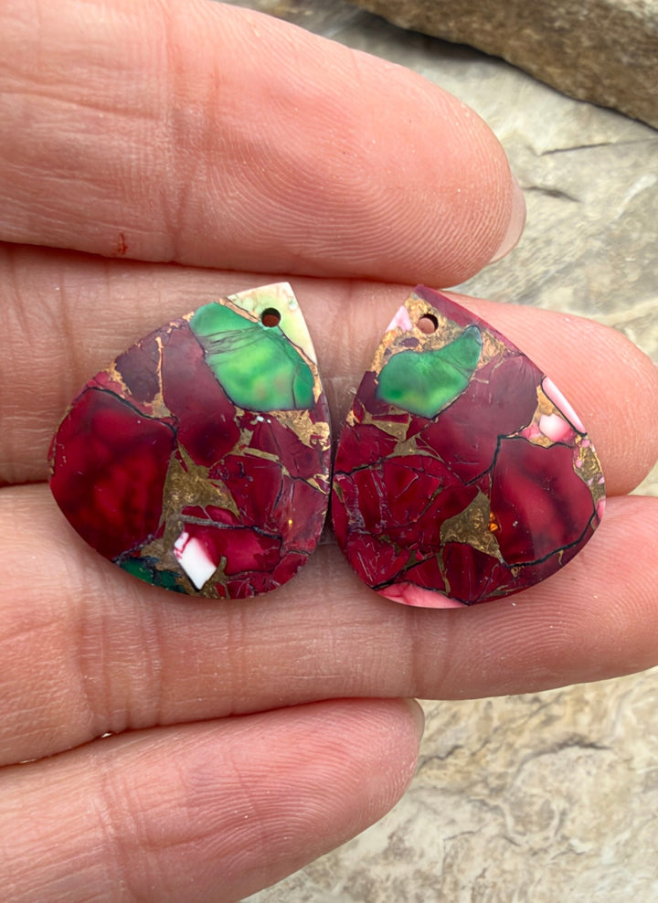 Christmas Dahlia Kingman Composite Block Matching Earring