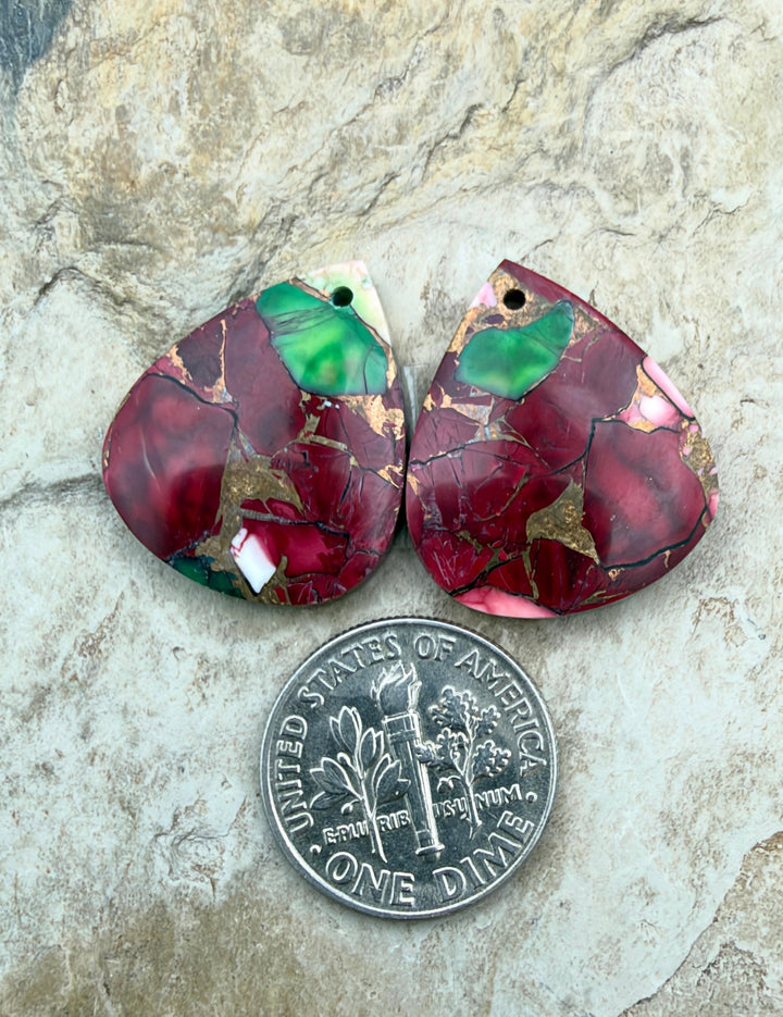 Christmas Dahlia Kingman Composite Block Matching Earring
