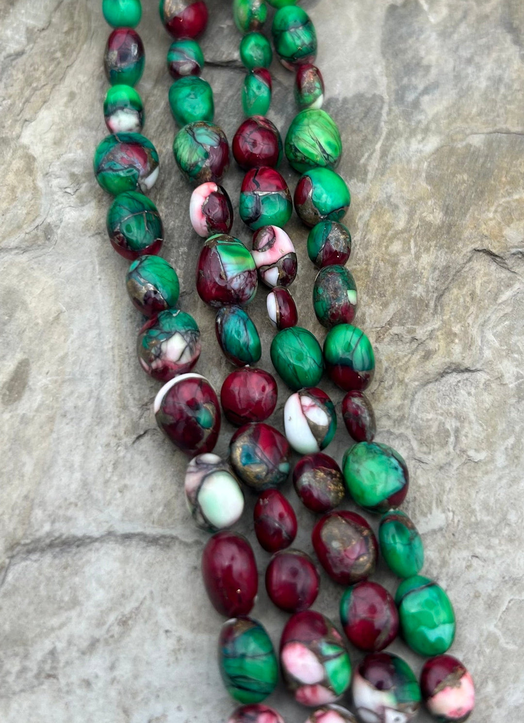 Christmas Dahlia Kingman Composite Potato Nugget Beads