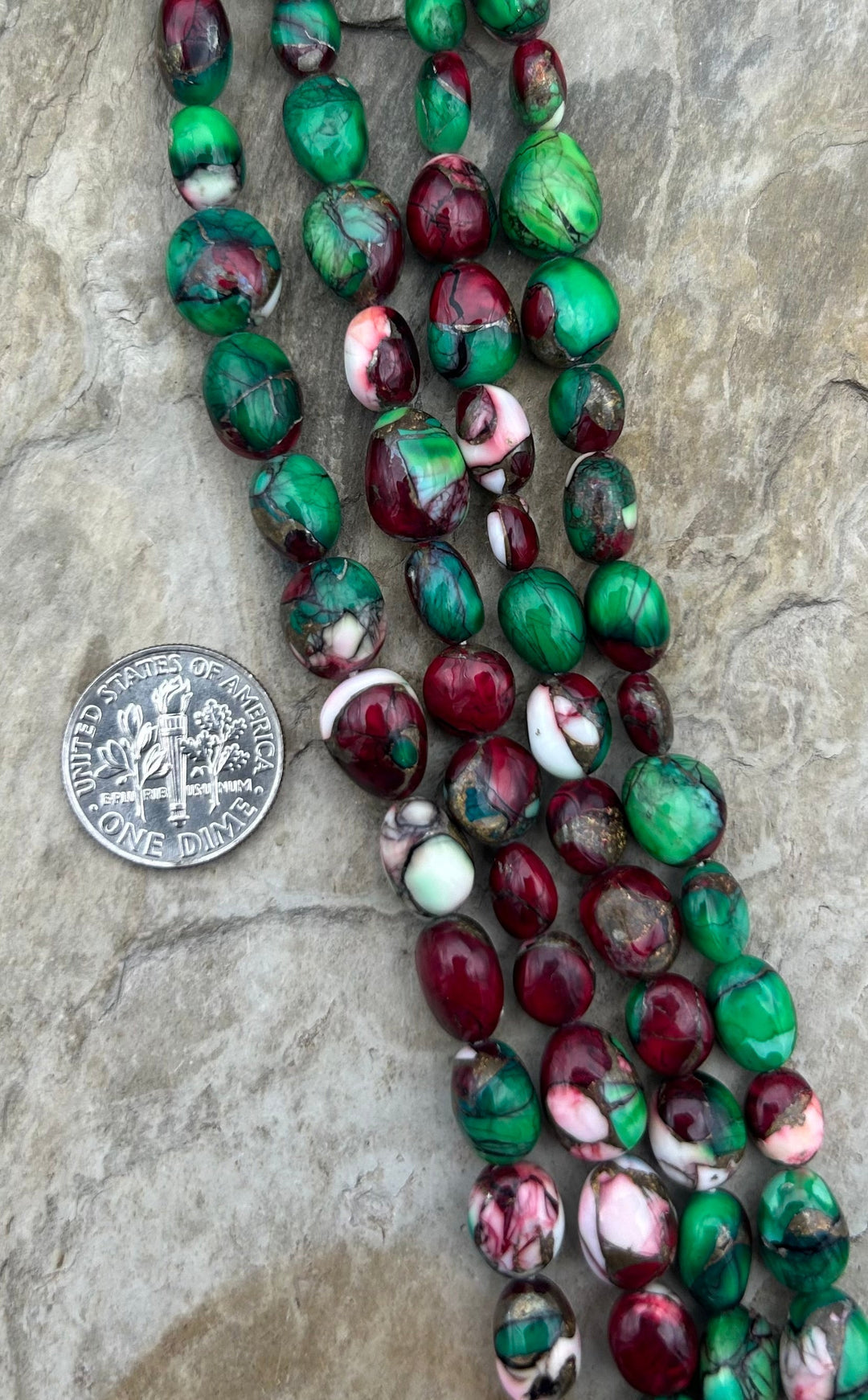 Christmas Dahlia Kingman Composite Potato Nugget Beads