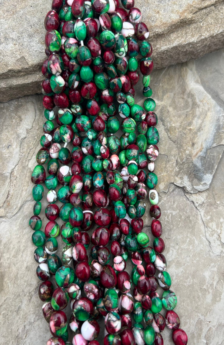 Christmas Dahlia Kingman Composite Potato Nugget Beads
