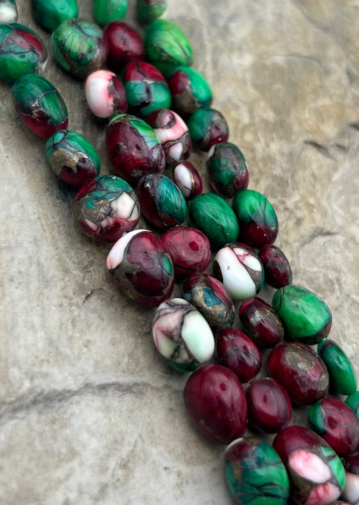 Christmas Dahlia Kingman Composite Potato Nugget Beads