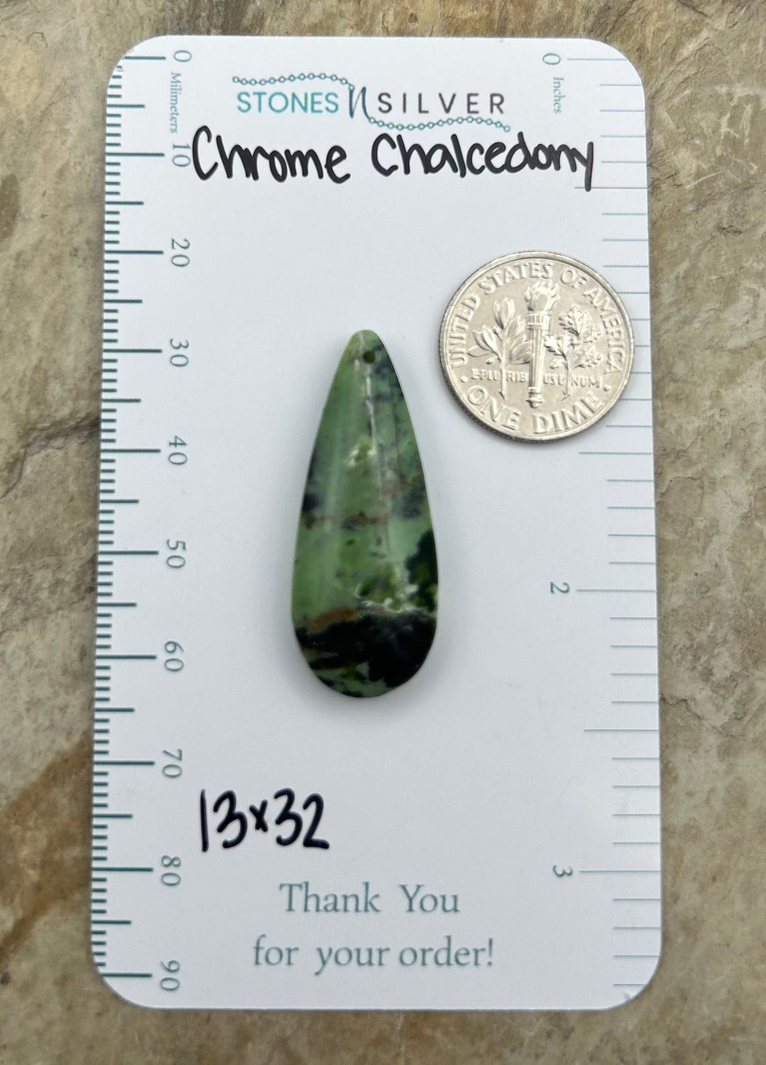 Chrome Chalcedony (Australia) Focal Pendant Bead 13x32mm