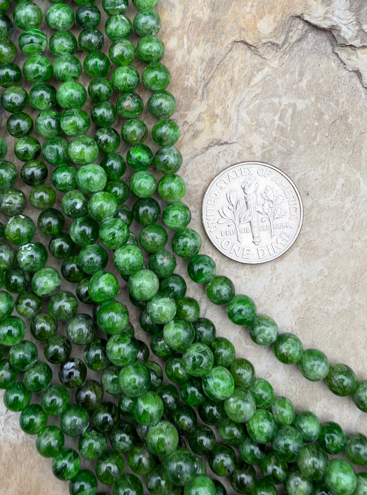 Chrome Diopside 4mm Round Beads ONE 16 Inch Strand - Chrome