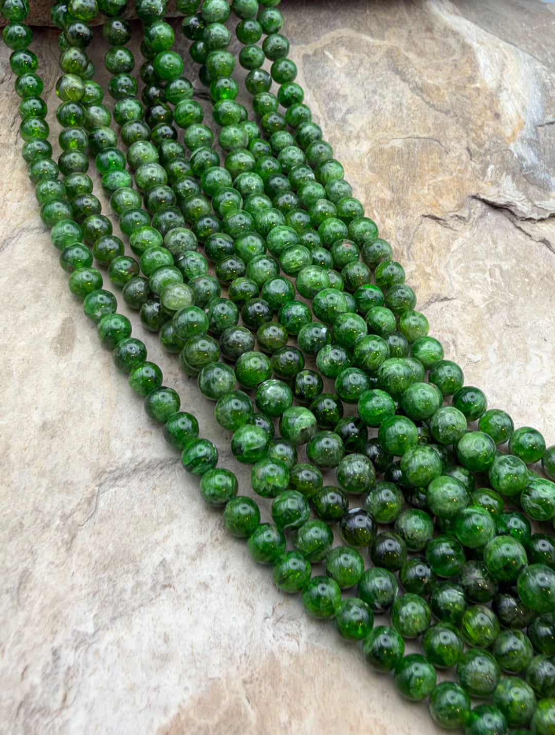 Chrome Diopside 4mm Round Beads ONE 16 Inch Strand - Chrome