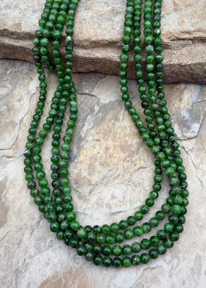 Chrome Diopside 4mm Round Beads ONE 16 Inch Strand - Chrome