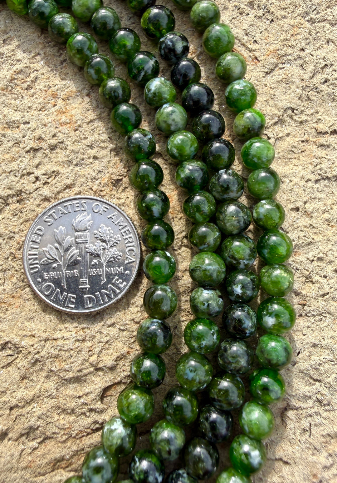 Chrome Diopside 5mm Round Beads 7 Inch Strands/37-38 Beads