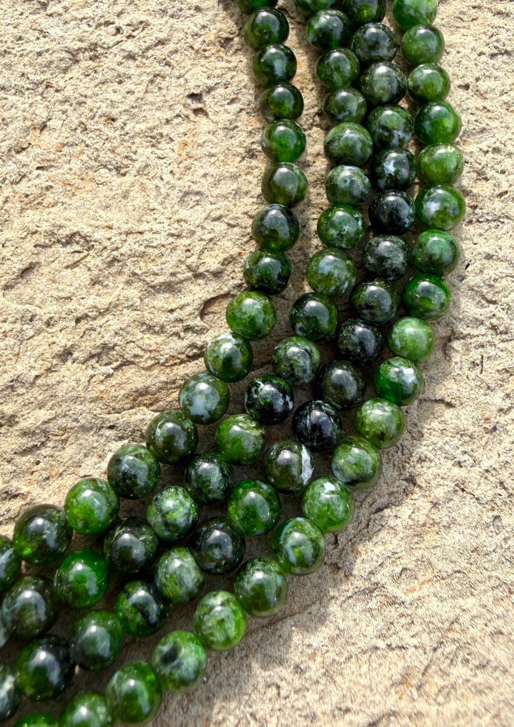 Chrome Diopside 5mm Round Beads 7 Inch Strands/37-38 Beads