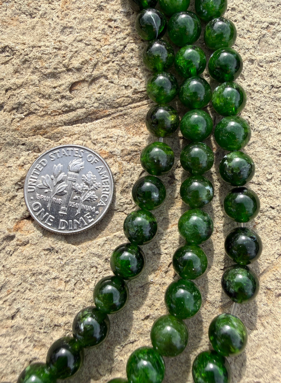 Chrome Diopside 7mm Round Beads 7.5 Inch Strands/28-29