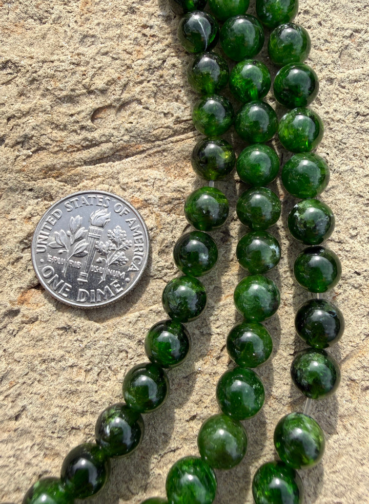 Chrome Diopside 7mm Round Beads 7.5 Inch Strands/28-29