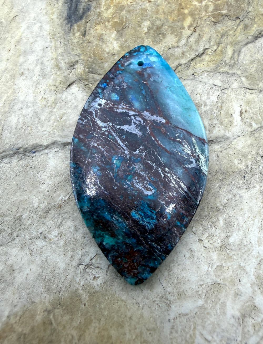 Chrysocolla Focal Pendant Bead 25x45mm - Sonora Sunset