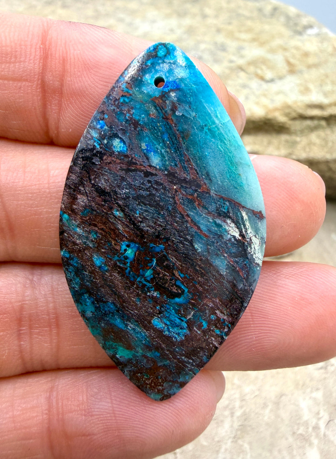 Chrysocolla Focal Pendant Bead 25x45mm - Sonora Sunset