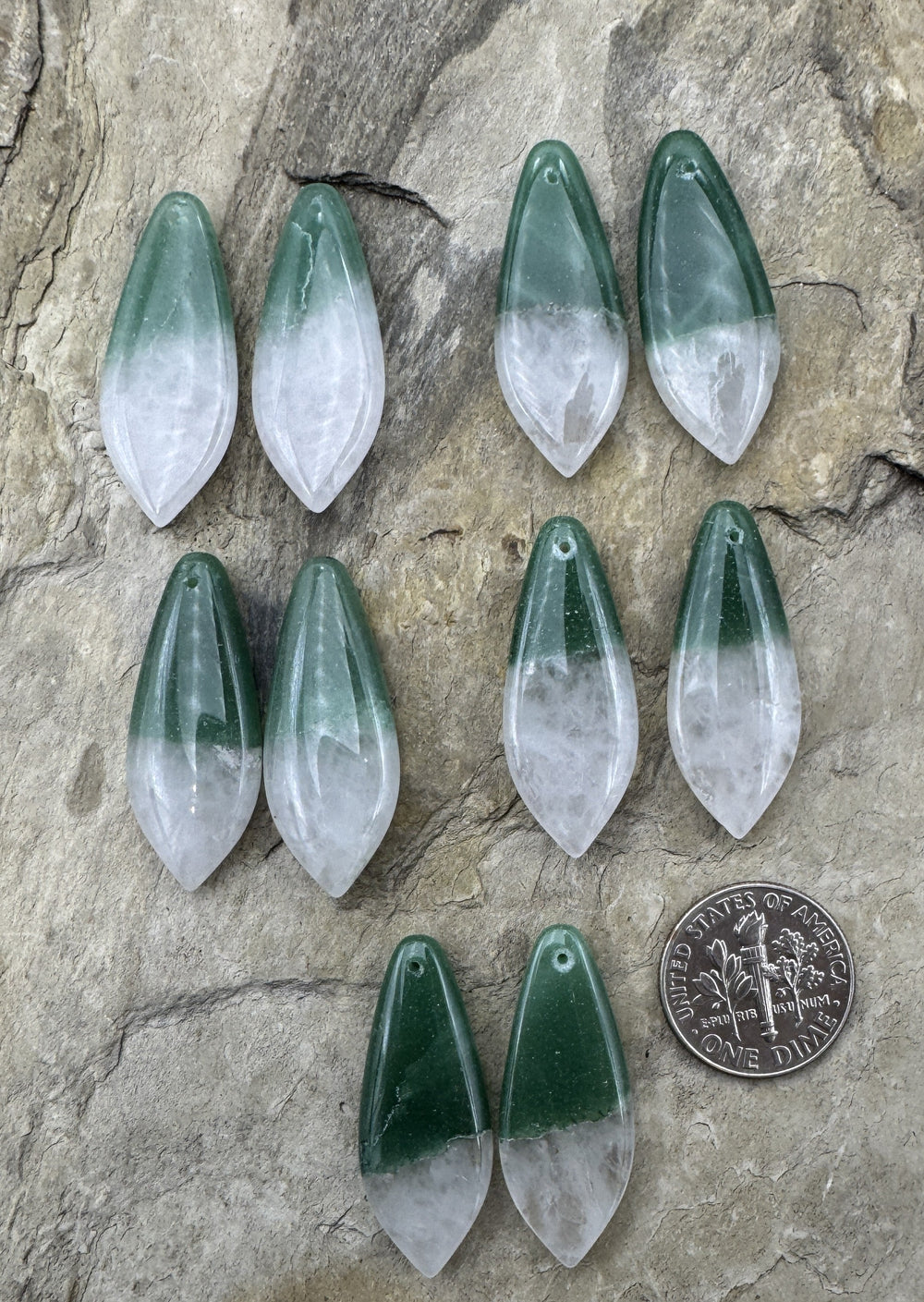 Chrysoprase Matching Earring Slab Bead Pair 13x30mm Select