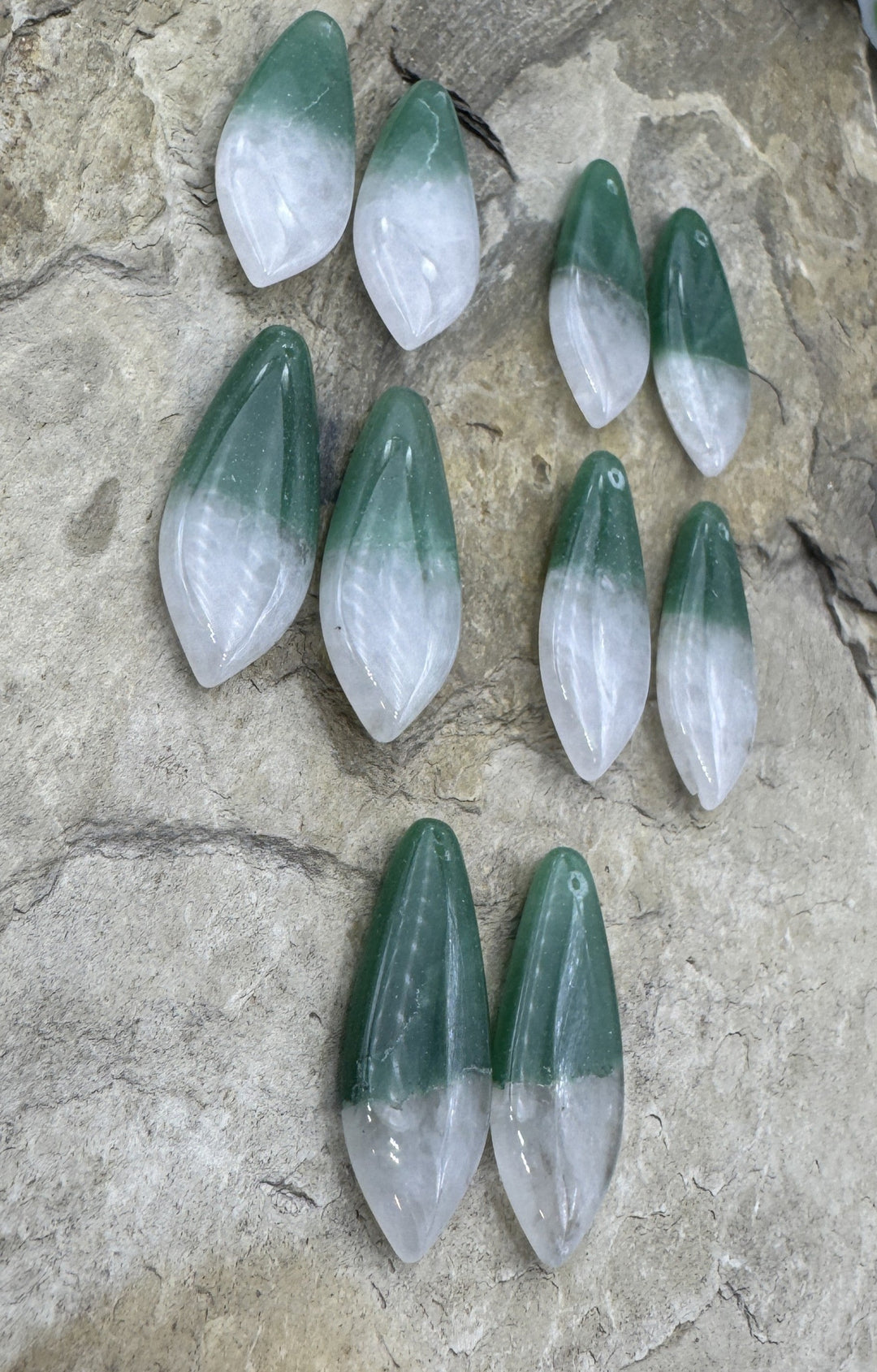 Chrysoprase Matching Earring Slab Bead Pair 13x30mm Select