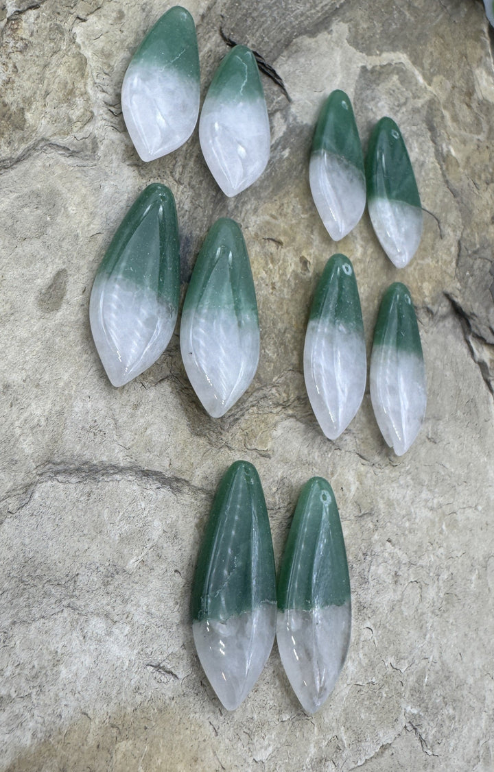 Chrysoprase Matching Earring Slab Bead Pair 13x30mm Select